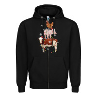 Black Merry Christmas Farm Animals Zipper Hoodie - MaliasSmallBusiness