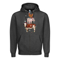 Charcoal Heather Merry Christmas Farm Animals Zipper Hoodie - MaliasSmallBusiness