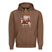 Chestnut Merry Christmas Farm Animals Zipper Hoodie - MaliasSmallBusiness