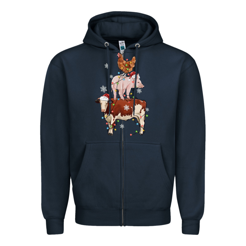 Merry Christmas Farm Animals Zipper Hoodie by MaliasSmallBusiness | Teevron