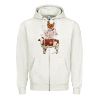 Oatmeal Heather Merry Christmas Farm Animals Zipper Hoodie - MaliasSmallBusiness