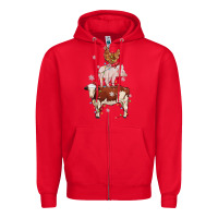 Red Merry Christmas Farm Animals Zipper Hoodie - MaliasSmallBusiness
