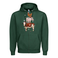 Sports Green Merry Christmas Farm Animals Zipper Hoodie - MaliasSmallBusiness