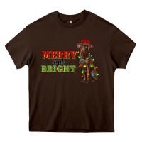 Chocolate Brown merry and bright labrador Heavy Core Tee - RanaPortraitStore