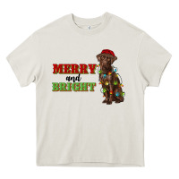 Cream merry and bright labrador Heavy Core Tee - RanaPortraitStore