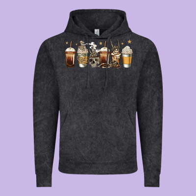 Skeleton Coffee Cups Vintage Hoodie Designed By Jasminsmagicworld