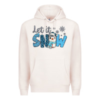 Pale Pink let it snow snowman coffee Premium Hoodie - JahusDesignShop