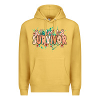 Antique Gold I am a survivor peach ribbon Premium Hoodie - NancyCooperArtShop