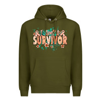 Army Green I am a survivor peach ribbon Premium Hoodie - NancyCooperArtShop