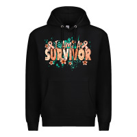 Black I am a survivor peach ribbon Premium Hoodie - NancyCooperArtShop