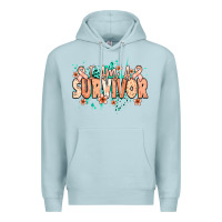 Blue Mist I am a survivor peach ribbon Premium Hoodie - NancyCooperArtShop