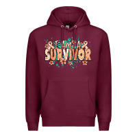 Burgundy I am a survivor peach ribbon Premium Hoodie - NancyCooperArtShop