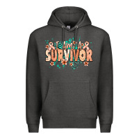 Charcoal Heather I am a survivor peach ribbon Premium Hoodie - NancyCooperArtShop