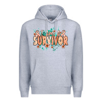 Heather Grey I am a survivor peach ribbon Premium Hoodie - NancyCooperArtShop