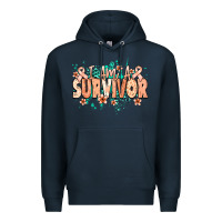 Navy I am a survivor peach ribbon Premium Hoodie - NancyCooperArtShop