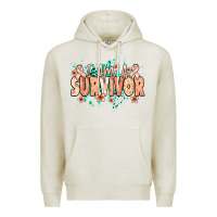 Oatmeal Heather I am a survivor peach ribbon Premium Hoodie - NancyCooperArtShop