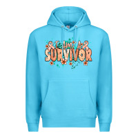 Ocean Blue I am a survivor peach ribbon Premium Hoodie - NancyCooperArtShop