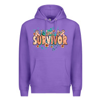 Purple I am a survivor peach ribbon Premium Hoodie - NancyCooperArtShop