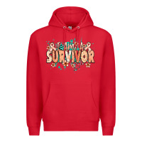 Red I am a survivor peach ribbon Premium Hoodie - NancyCooperArtShop