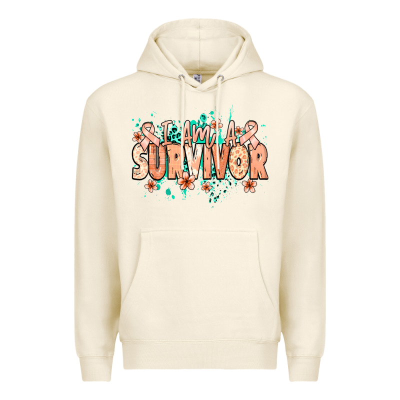 I Am A Survivor Peach Ribbon Premium Hoodie by NancyCooperArtShop | Teevron