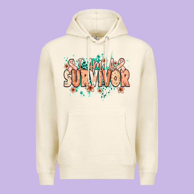 I Am A Survivor Peach Ribbon Premium Hoodie Designed By Nancycooperartshop