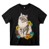 Black siberian cat sunflower and gemstone Heavy Core Tee - texasbilliewilder