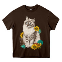 Chocolate Brown siberian cat sunflower and gemstone Heavy Core Tee - texasbilliewilder