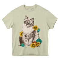 Mossy siberian cat sunflower and gemstone Heavy Core Tee - texasbilliewilder