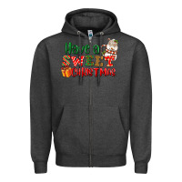 Charcoal Heather Have a sweet Christmas Zipper Hoodie - NancyCooperArtShop