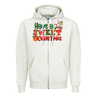 Oatmeal Heather Have a sweet Christmas Zipper Hoodie - NancyCooperArtShop