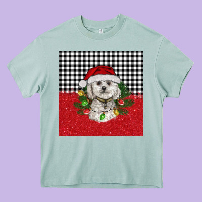 Christmas Bichon Frise Dog Heavy Core Tee Designed By Barkaloodesign