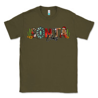 Army Green western christmas santa claus sunflowers and cactus Classic Tee - Jasminsmagicworld