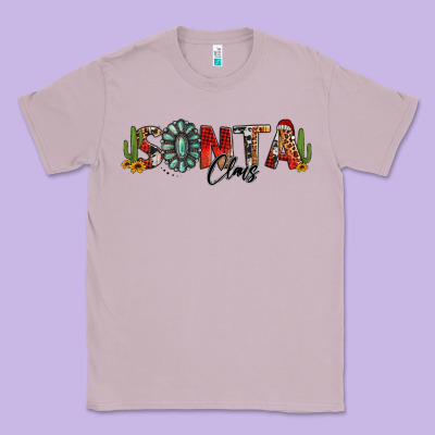 Western Christmas Santa Claus Sunflowers And Cactus Classic Tee Designed By Jasminsmagicworld