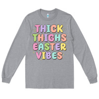 Heather Grey thicks thighs easter vibes Long Sleeve Tee - MaliasSmallBusiness