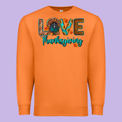 Love Thanksgiving Turkey Premium Sweatshirt Designed By Ranaportraitstore