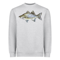 Heather Grey White Bass Fish Illustrations Heavyweight Sweatshirt - LillyAllenDesigns