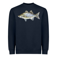Navy White Bass Fish Illustrations Heavyweight Sweatshirt - LillyAllenDesigns