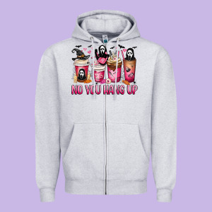 No You Hang Up Coffee Cups Zipper Hoodie Designed By Maliassmallbusiness
