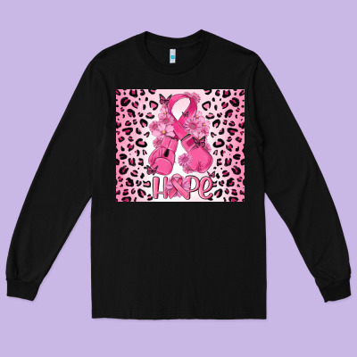 Breast Cancer With Boxing Gloves Long Sleeve Tee Designed By Maliassmallbusiness