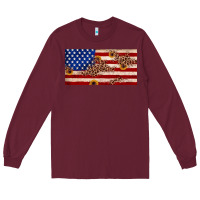 Burgundy American flag leopard sunflower Long Sleeve Tee - JahusDesignShop