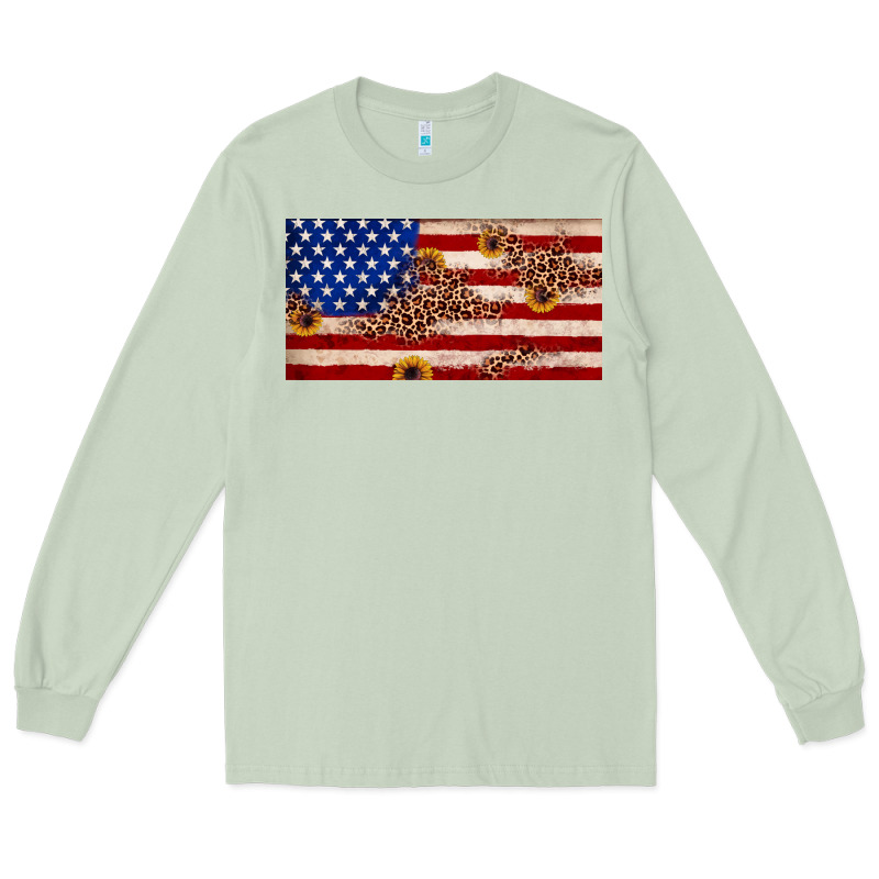 American Flag Leopard Sunflower Long Sleeve Tee by JahusDesignShop | Teevron