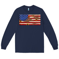 Navy American flag leopard sunflower Long Sleeve Tee - JahusDesignShop
