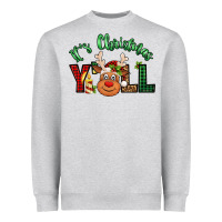 Heather Grey it's christmas y'all reindeer Heavyweight Sweatshirt - Jasminsmagicworld