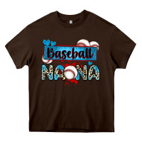 Chocolate Brown baseball nana with leopard Heavy Core Tee - Zillion Design Studio