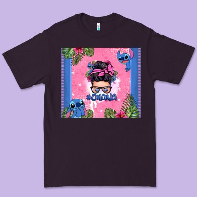 Ohana Stitch Messy Bun Premium Tee Designed By Zillion Design Studio