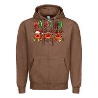 Chestnut Ho ho ho Reindeer Zipper Hoodie - NancyCooperArtShop