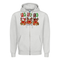 Dove Grey Ho ho ho Reindeer Zipper Hoodie - NancyCooperArtShop