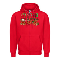 Red Ho ho ho Reindeer Zipper Hoodie - NancyCooperArtShop
