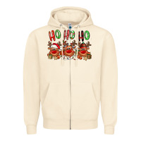 Sandshell Ho ho ho Reindeer Zipper Hoodie - NancyCooperArtShop