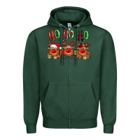 Sports Green Ho ho ho Reindeer Zipper Hoodie - NancyCooperArtShop